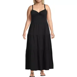Women's Cotton Modal Twist Front Tiered Maxi Dress