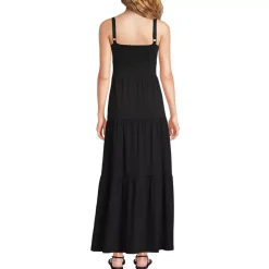 Women's Cotton Modal Twist Front Tiered Maxi Dress