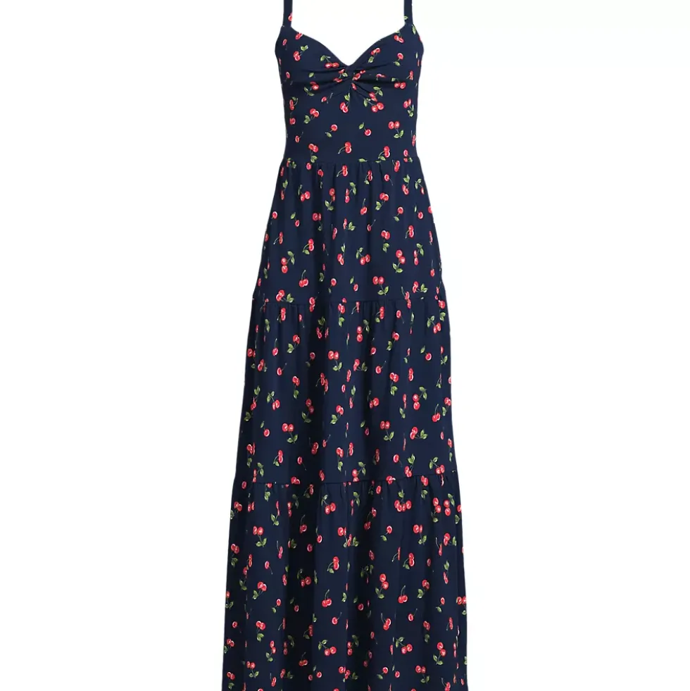 Women's Cotton Modal Twist Front Tiered Maxi Dress