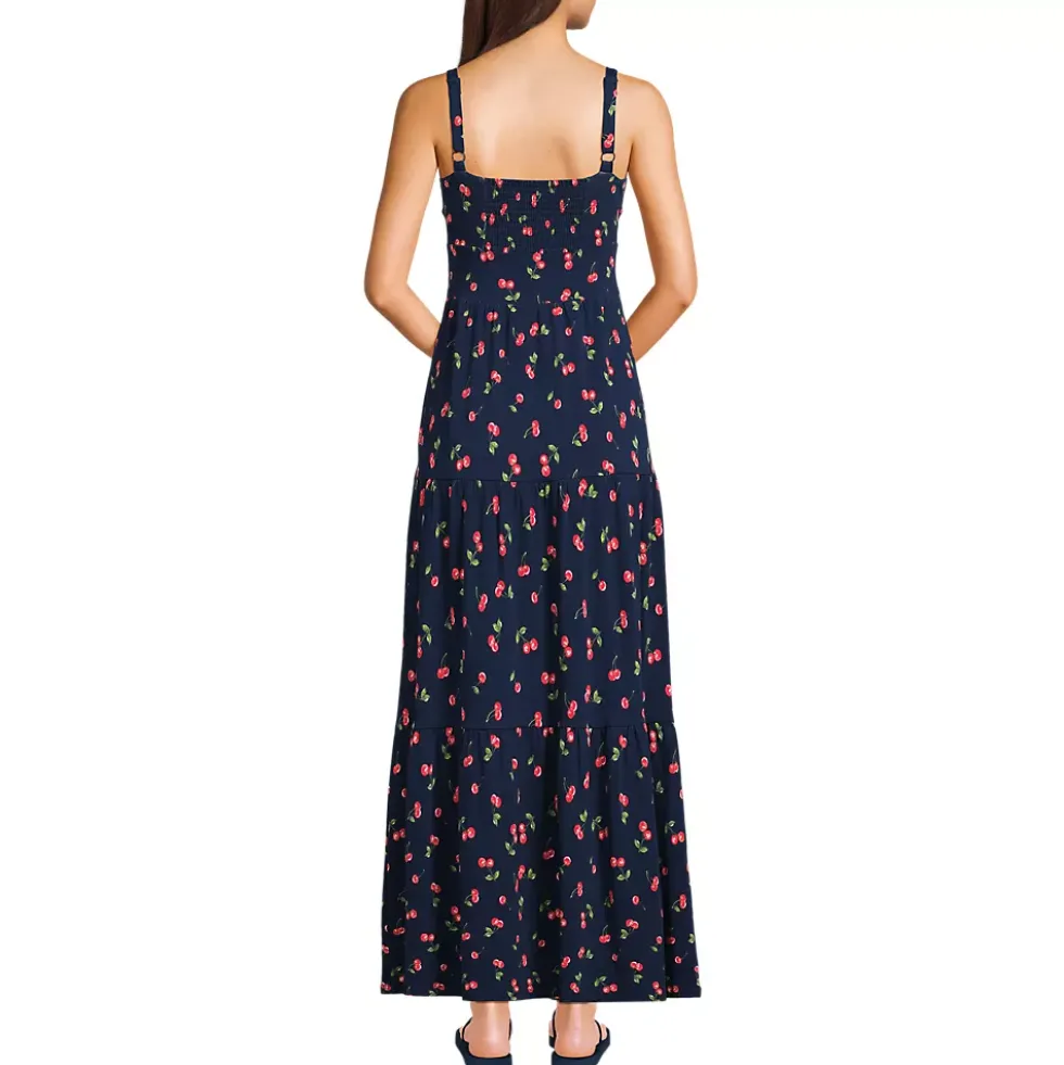 Women's Cotton Modal Twist Front Tiered Maxi Dress
