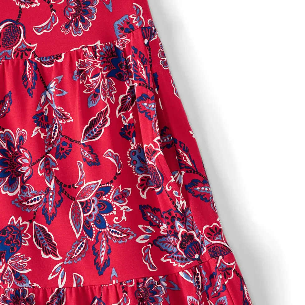 Women's Cotton Modal Twist Front Tiered Maxi Dress