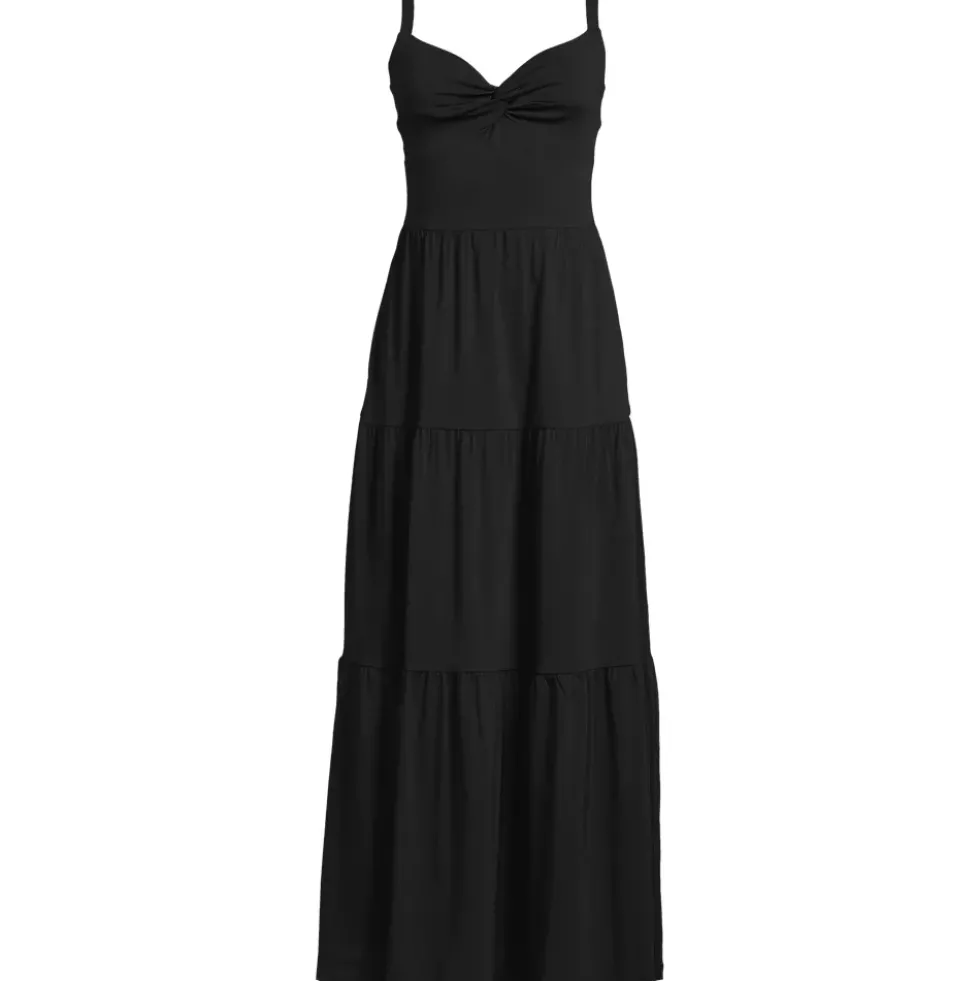 Women's Cotton Modal Twist Front Tiered Maxi Dress