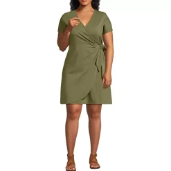 Women's Cotton Modal V Neck Mini Wrap Dress