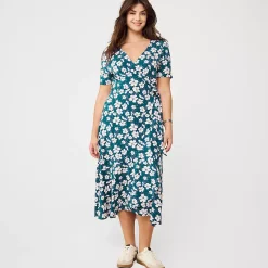 Women's Cotton Modal Vneck Wrap Midi Dress