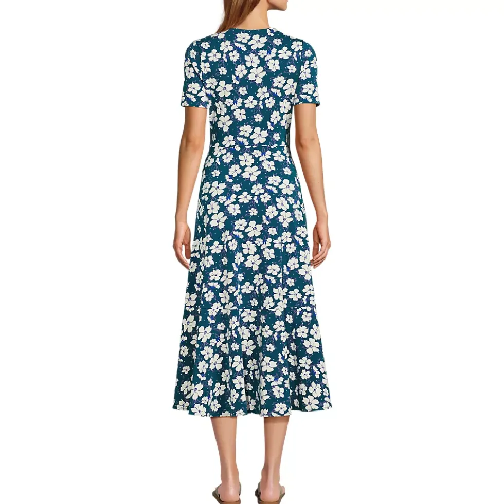 Women's Cotton Modal Vneck Wrap Midi Dress