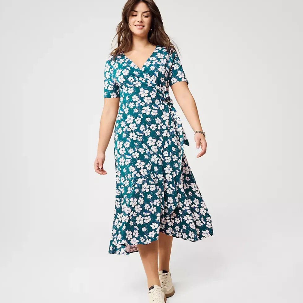 Women's Cotton Modal Vneck Wrap Midi Dress