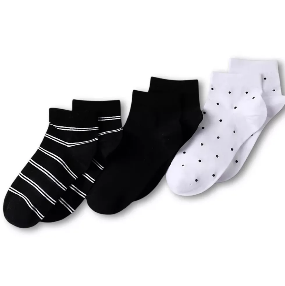 Women's Cotton Multi Print Quarter Crew Socks 3 Pack