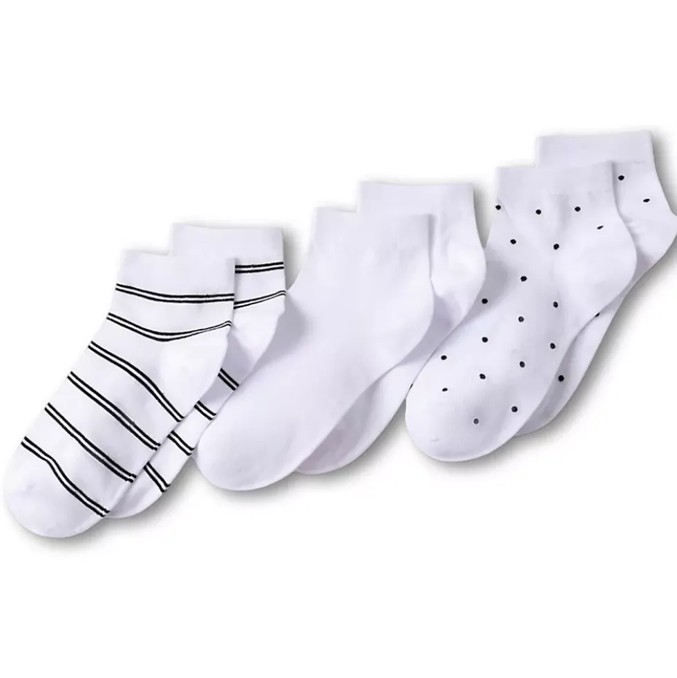 Women's Cotton Multi Print Quarter Crew Socks 3 Pack