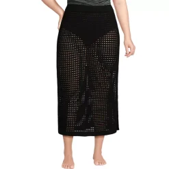 Women's Cotton Open Knit Maxi Swim Cover-up Skirt