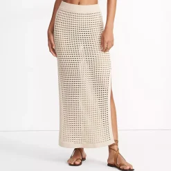 Women's Cotton Open Knit Maxi Swim Cover-up Skirt