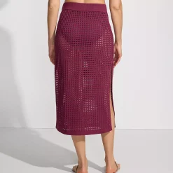 Women's Cotton Open Knit Maxi Swim Cover-up Skirt