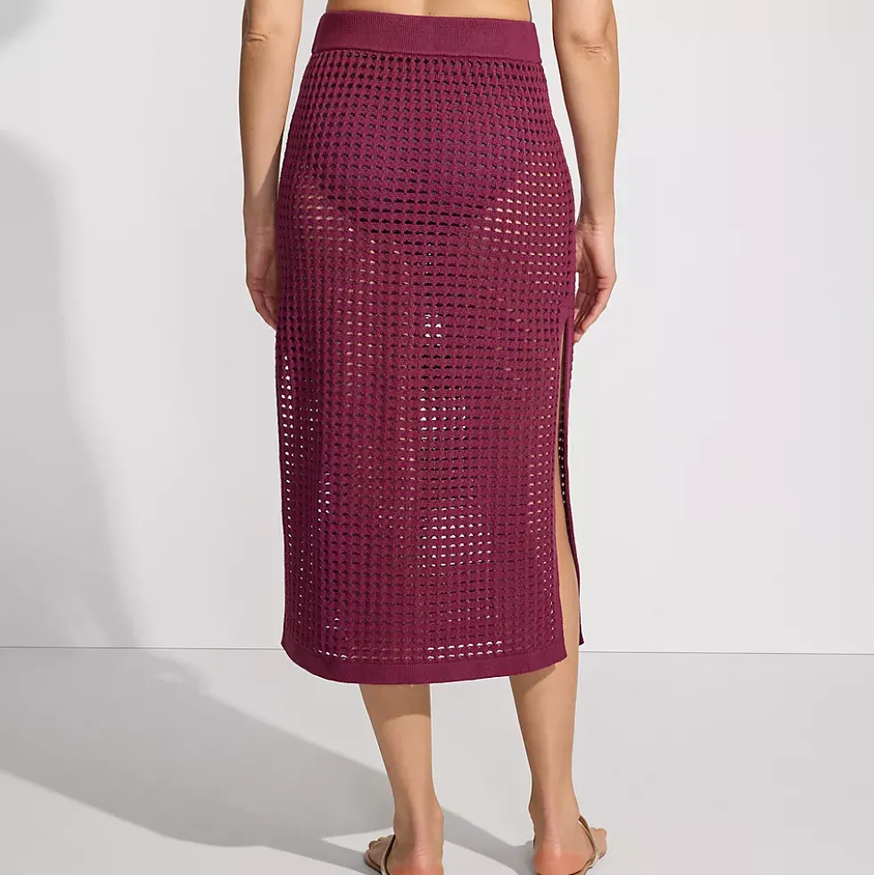 Women's Cotton Open Knit Maxi Swim Cover-up Skirt