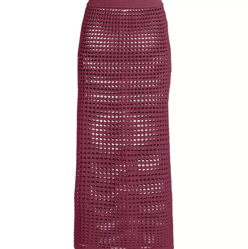 Women's Cotton Open Knit Maxi Swim Cover-up Skirt