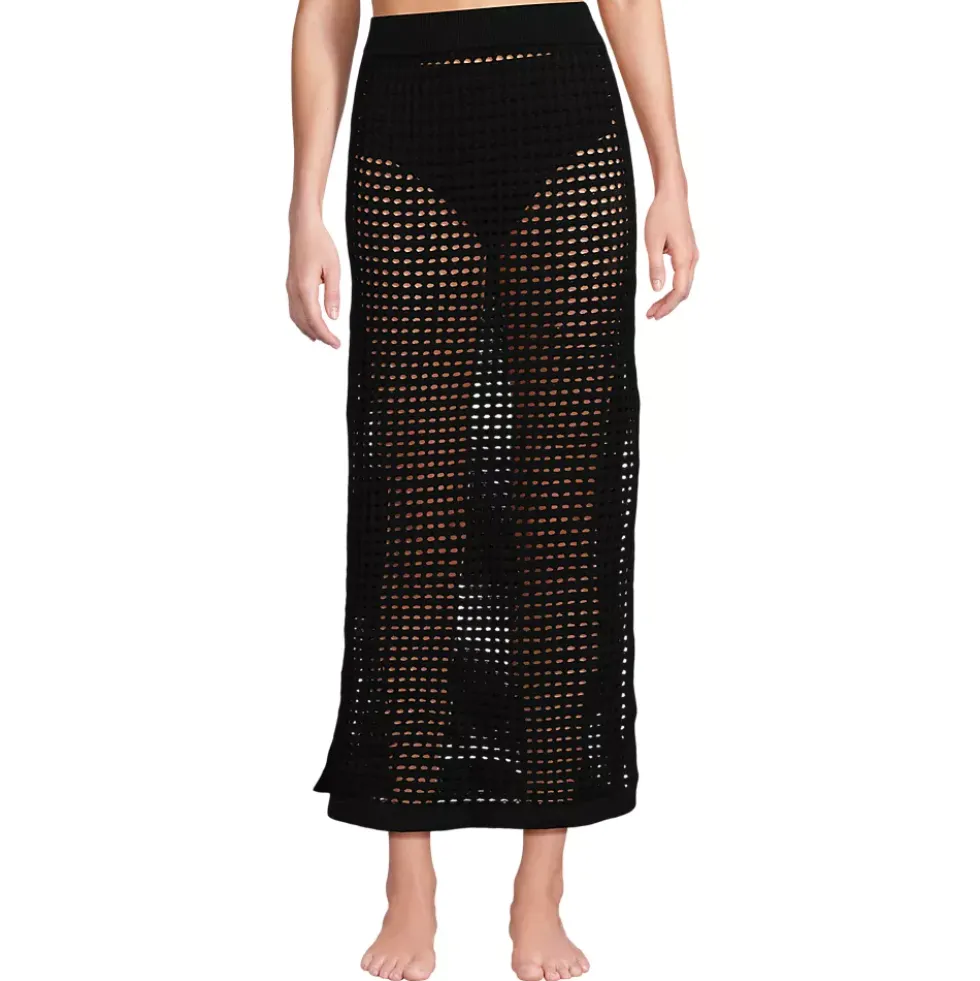 Women's Cotton Open Knit Maxi Swim Cover-up Skirt
