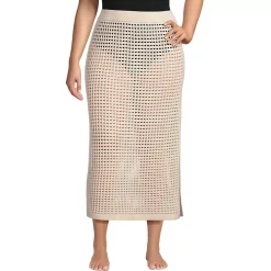 Women's Cotton Open Knit Maxi Swim Cover-up Skirt