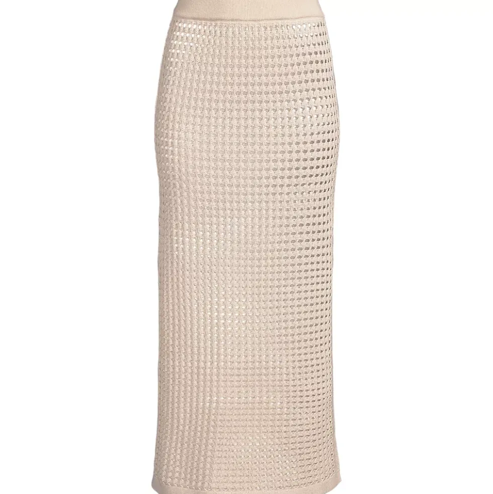 Women's Cotton Open Knit Maxi Swim Cover-up Skirt