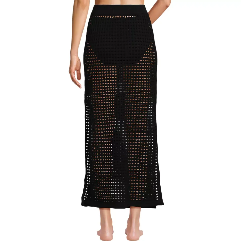 Women's Cotton Open Knit Maxi Swim Cover-up Skirt