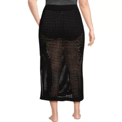 Women's Cotton Open Knit Maxi Swim Cover-up Skirt
