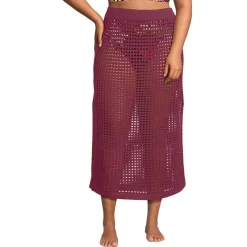 Women's Cotton Open Knit Maxi Swim Cover-up Skirt