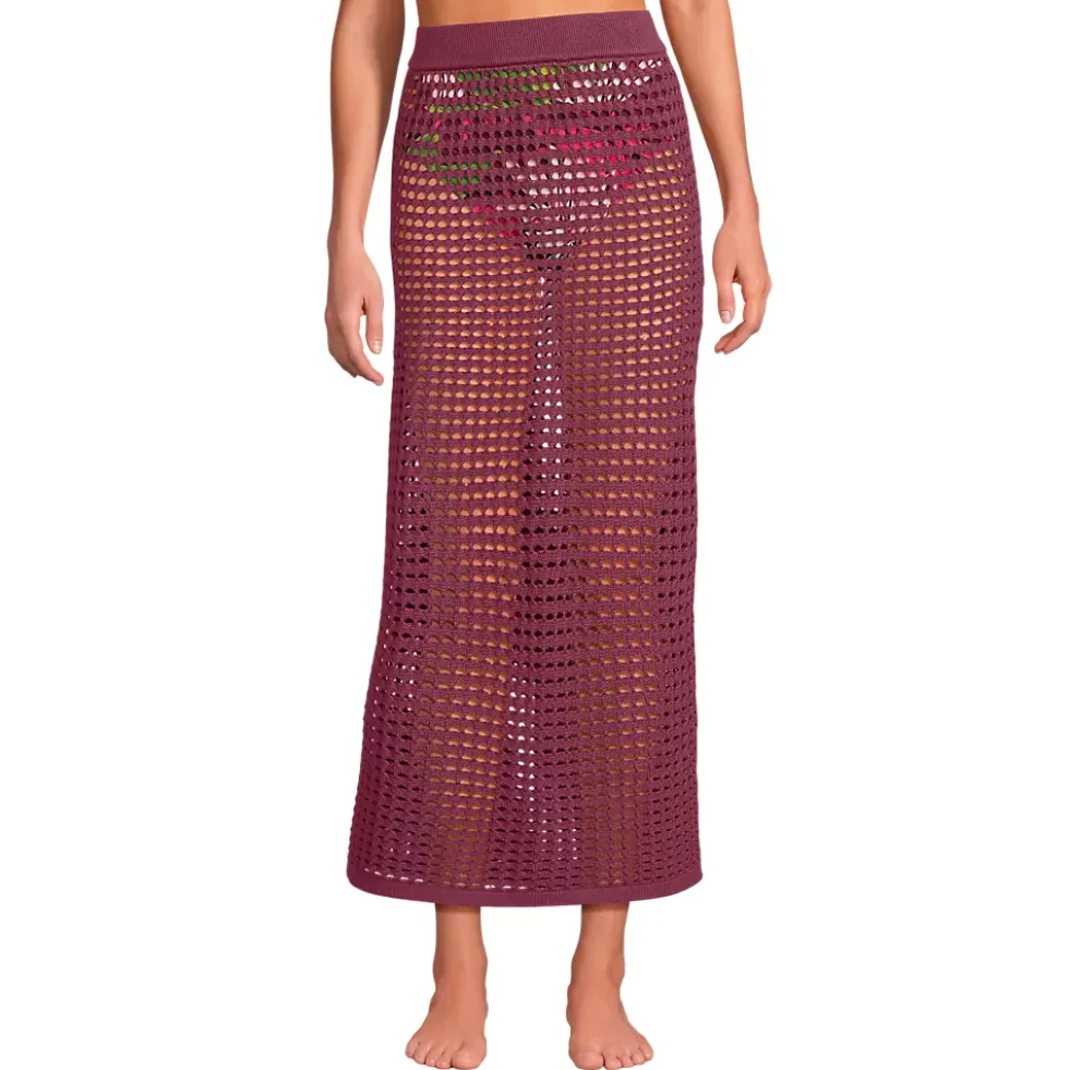 Women's Cotton Open Knit Maxi Swim Cover-up Skirt