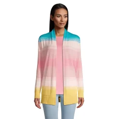 Women's Cotton Open Long Cardigan Sweater - Stripe