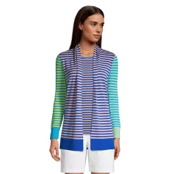Women's Cotton Open Long Cardigan Sweater - Stripe