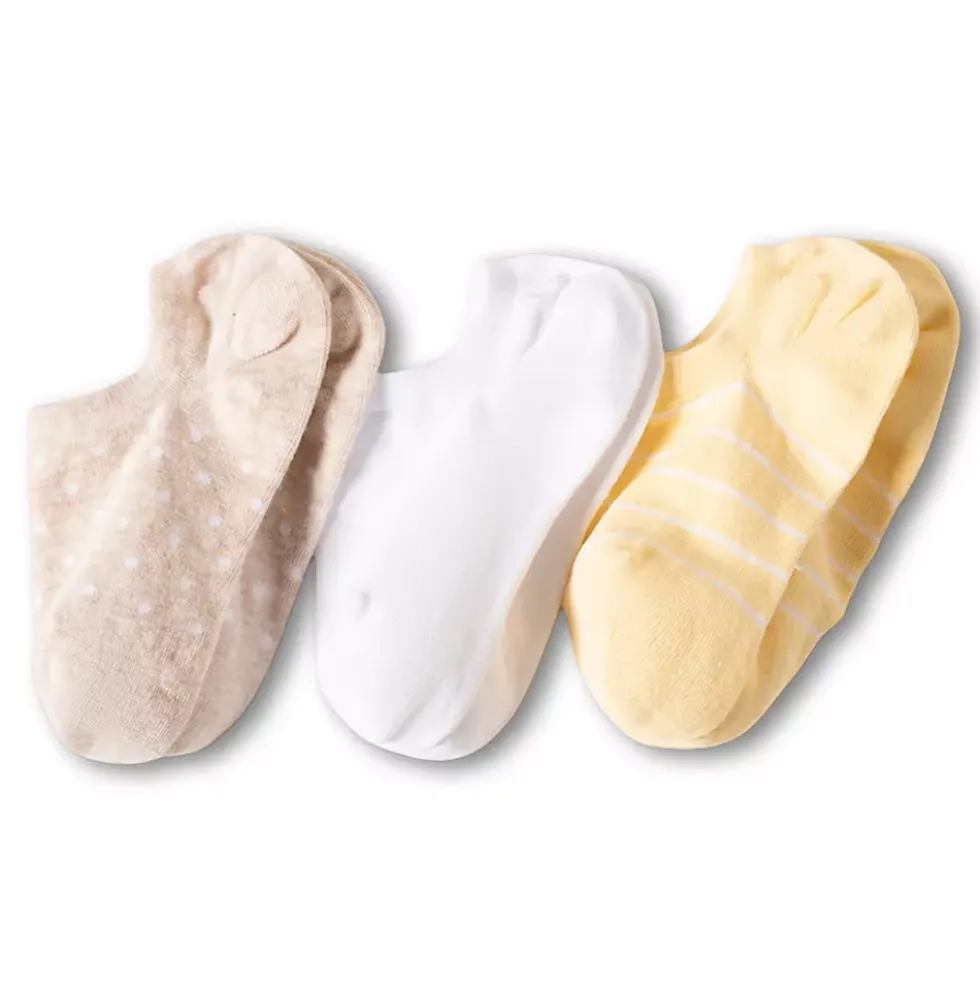 Women's Cotton Patterned No Show Socks 3 Pack