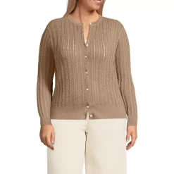Women's Cotton Pointelle Modern Cardigan Sweater