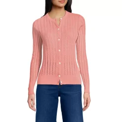 Women's Cotton Pointelle Modern Cardigan Sweater