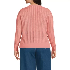 Women's Cotton Pointelle Modern Cardigan Sweater