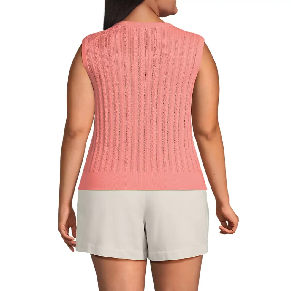 Women's Cotton Pointelle Shell Sweater
