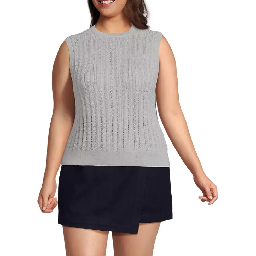 Women's Cotton Pointelle Shell Sweater