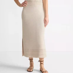 Women's Cotton Pointelle Sweater Maxi Skirt - Set Bottom