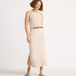 Women's Cotton Pointelle Sweater Maxi Skirt - Set Bottom