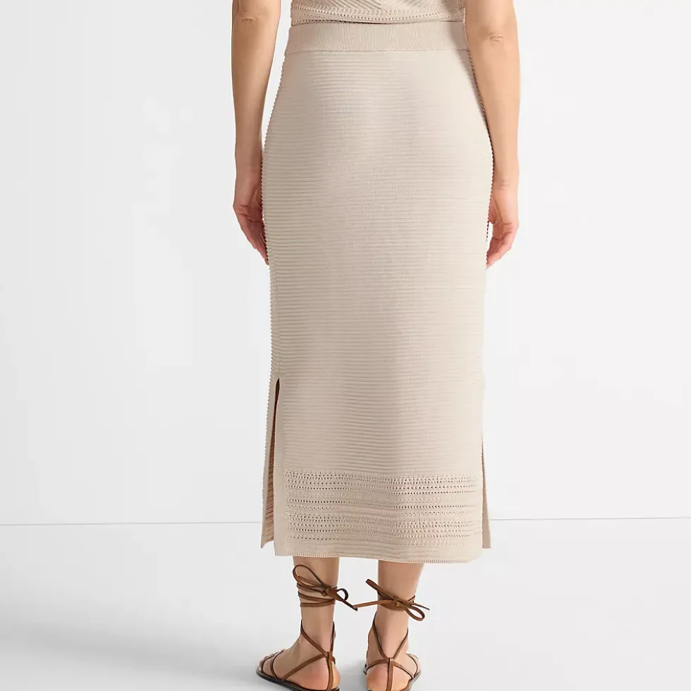 Women's Cotton Pointelle Sweater Maxi Skirt - Set Bottom