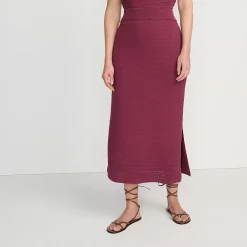 Women's Cotton Pointelle Sweater Maxi Skirt - Set Bottom