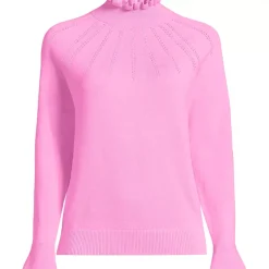 Women's Cotton Pointelle Turtleneck Sweater