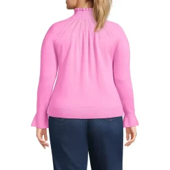 Women's Cotton Pointelle Turtleneck Sweater