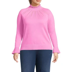 Women's Cotton Pointelle Turtleneck Sweater
