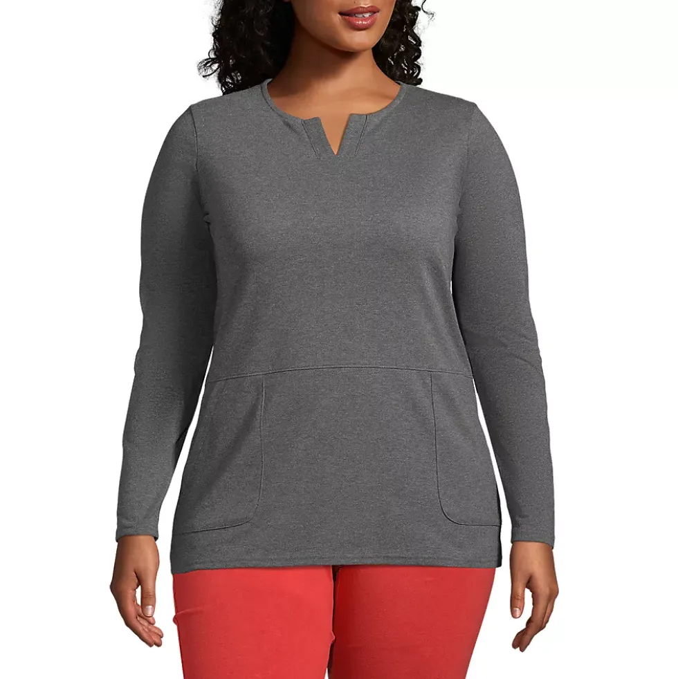 Women's Cotton Polyester Long Sleeve Tunic with Pockets
