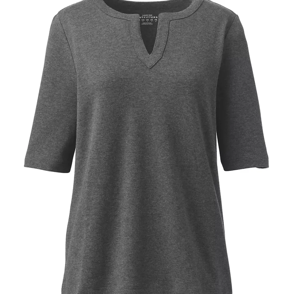 Women's Cotton Polyester Modern Half Sleeve Splitneck