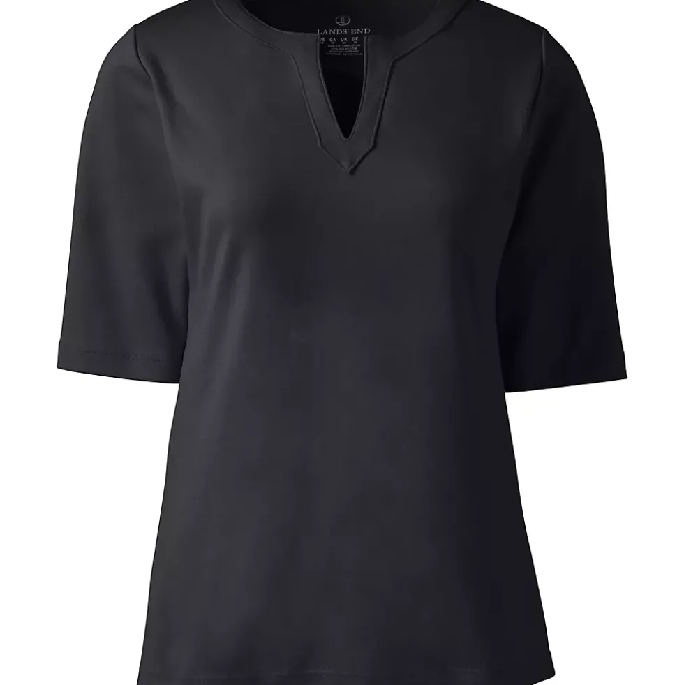 Women's Cotton Polyester Modern Half Sleeve Splitneck