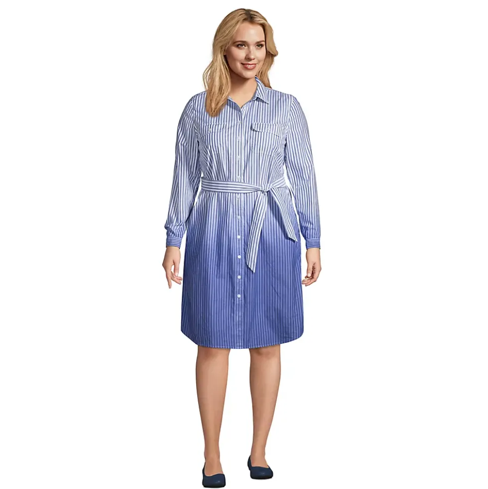 Women's Cotton Poplin Button Front Shirt Dress