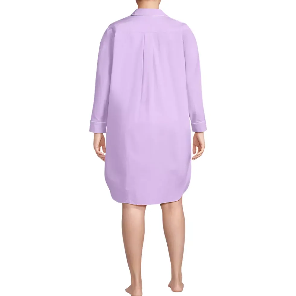Women's Cotton Poplin Long Sleeve Sleepshirt Nightgown