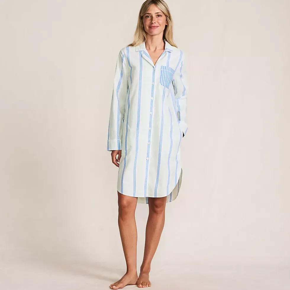 Women's Cotton Poplin Long Sleeve Sleepshirt Nightgown