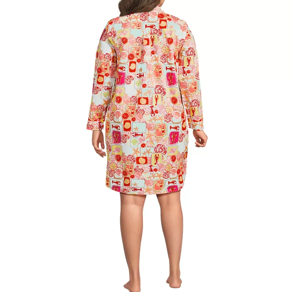 Women's Cotton Poplin Long Sleeve Sleepshirt Nightgown
