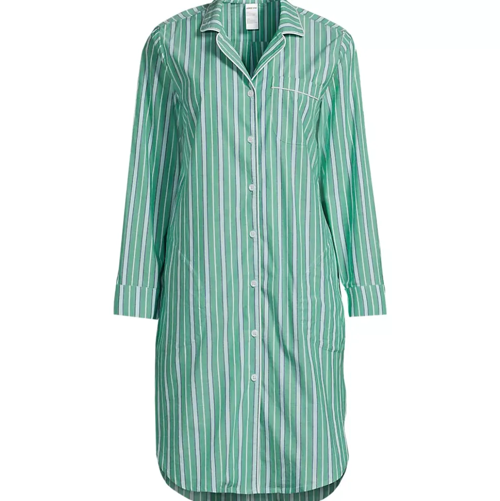 Women's Cotton Poplin Long Sleeve Sleepshirt Nightgown