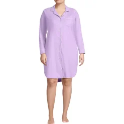 Women's Cotton Poplin Long Sleeve Sleepshirt Nightgown