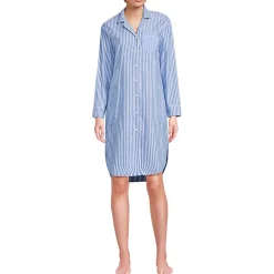 Women's Cotton Poplin Long Sleeve Sleepshirt Nightgown