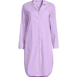 Women's Cotton Poplin Long Sleeve Sleepshirt Nightgown